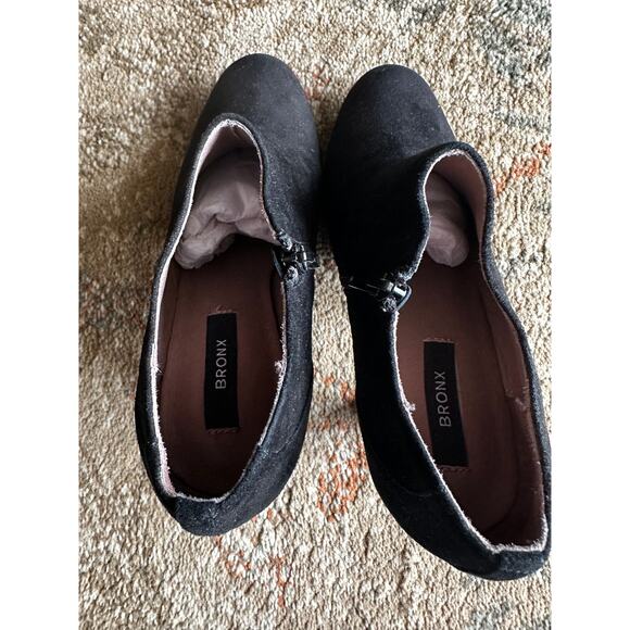 Bronx Ankle Booties Black Suede Deep Lee Heels Women's EU 37 US 6.5 - Picture 10 of 16